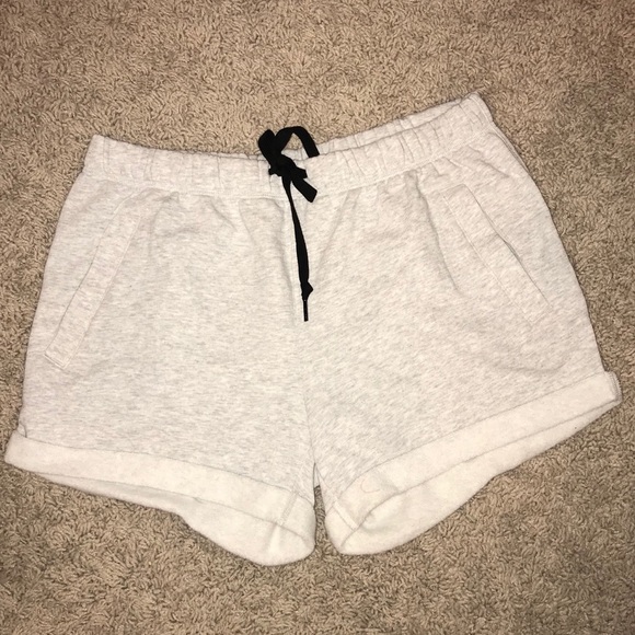 Victoria's Secret PINK Lace Up Shorts Grey/Gray Marl/Black Boyfriend Pockets S Victoria's Secret PINK Lace Up Shorts Grey/Gray Marl/Black Boyfriend Pockets S
